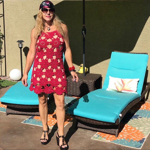 Free People Fuchsia Pink Crochet Mini Dress - Picture 7 of 8